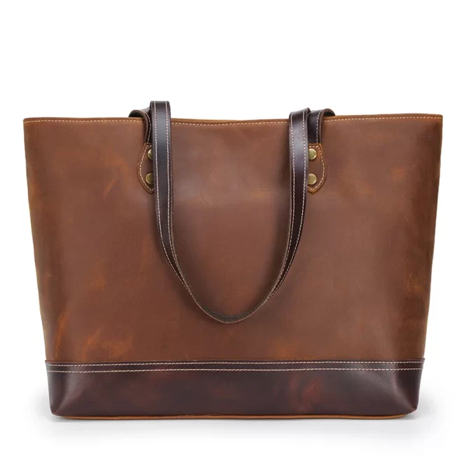 TIDING New Design Vintage Style Women Real Leather Shoulder Bag Genuine Leather Handbag Tote Bag