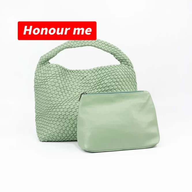 HONOUR ME Fashion Custom Make PU Woven Bag Soft Leather Beach Crossbody Bag Handmade Knitted Tote Bag - Image 5