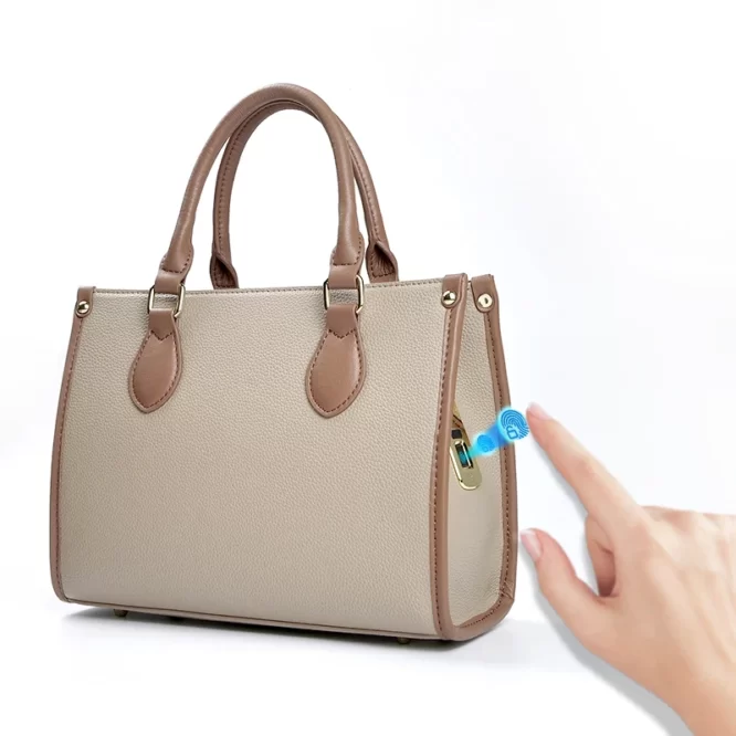 trendy texture leather tote laptop computer shoulder fingerprint handbag ladies bag women hand bags - Image 6