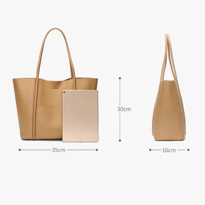 Wholesale Ladies Large Capacity Women Handbag Vegan Leather Shoulder Bag Genuine Leather Tote Bags